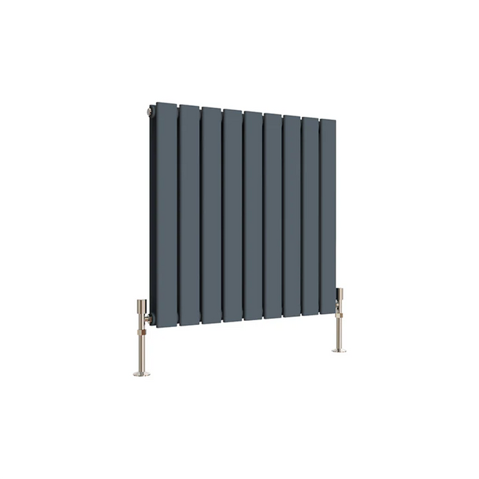 600 x 612 mm horizontal radiator in double anthracite finish on white background