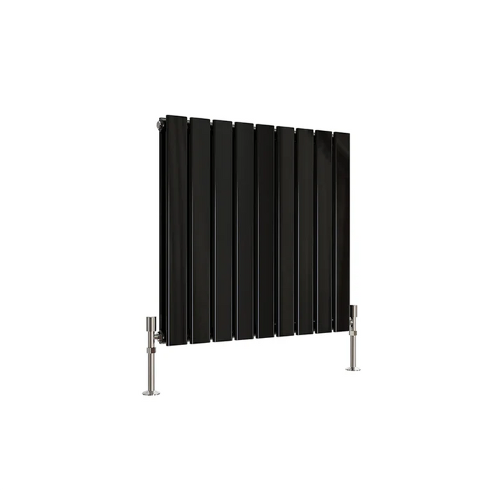600 x 612 mm horizontal radiator in double black finish on white background