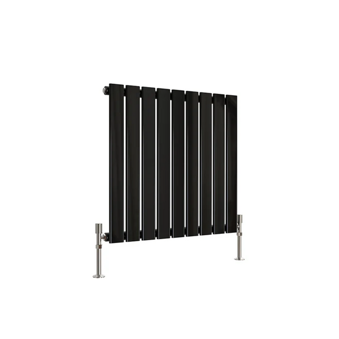 600 x 612 mm horizontal radiator in single black finish on white background