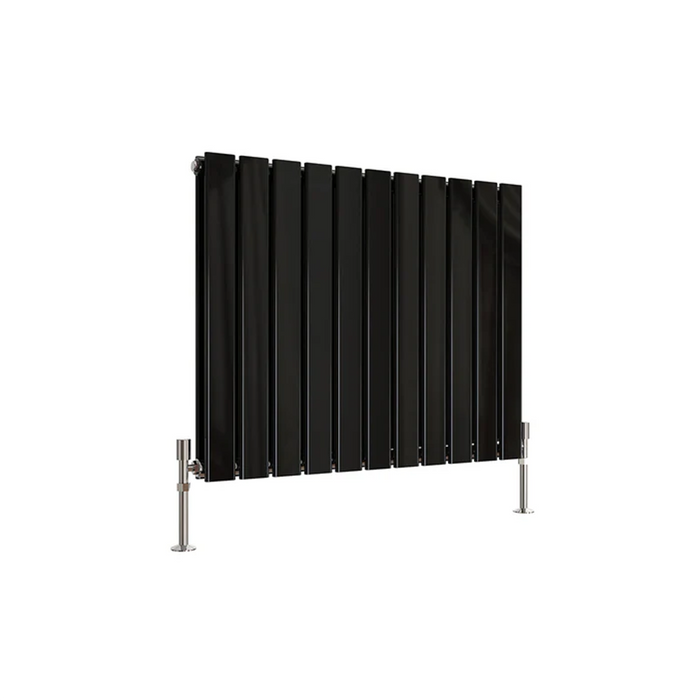 600 x 748 mm horizontal radiator in double black finish on white background
