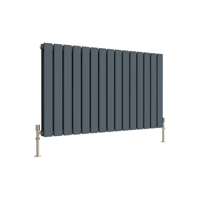 600x1020 mm horizontal radiator in double panel anthracite-finish on white background