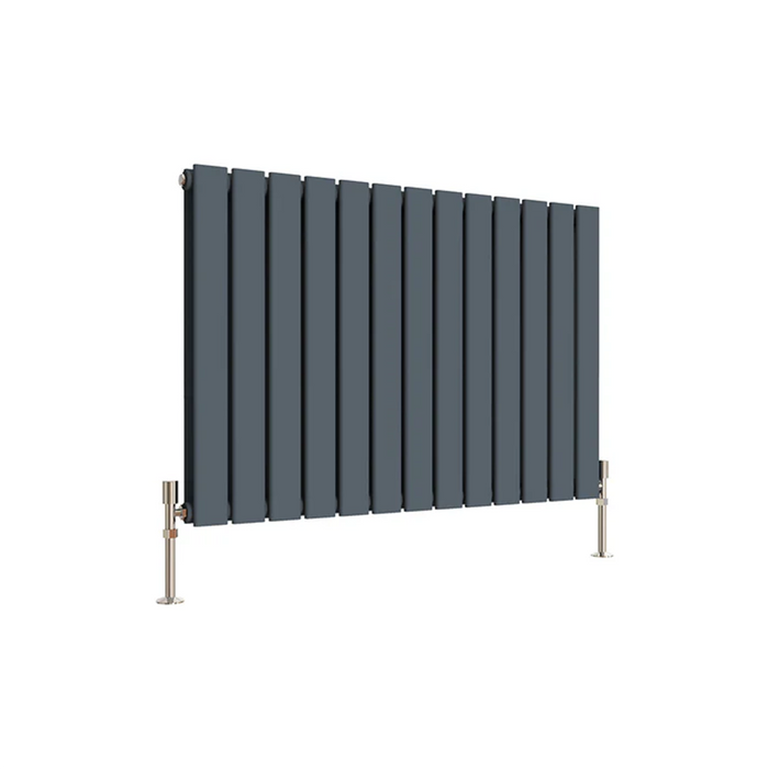 600x884 mm horizontal radiator in double panel anthracite finish on white background
