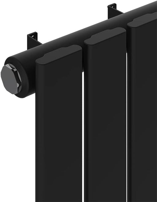 Flat Panel Vertical Designer Radiator side view in a white backgroud