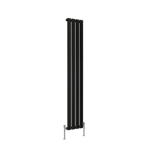 Flat Panel Vertical Designer Radiators - Single Black finish - image on white background