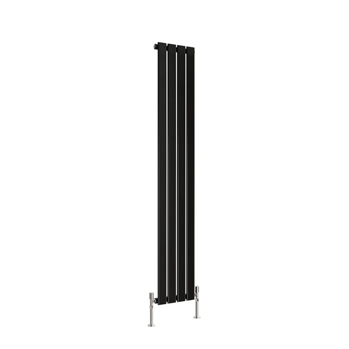 Flat Panel Vertical Designer Radiators - Single Black finish - image on white background
