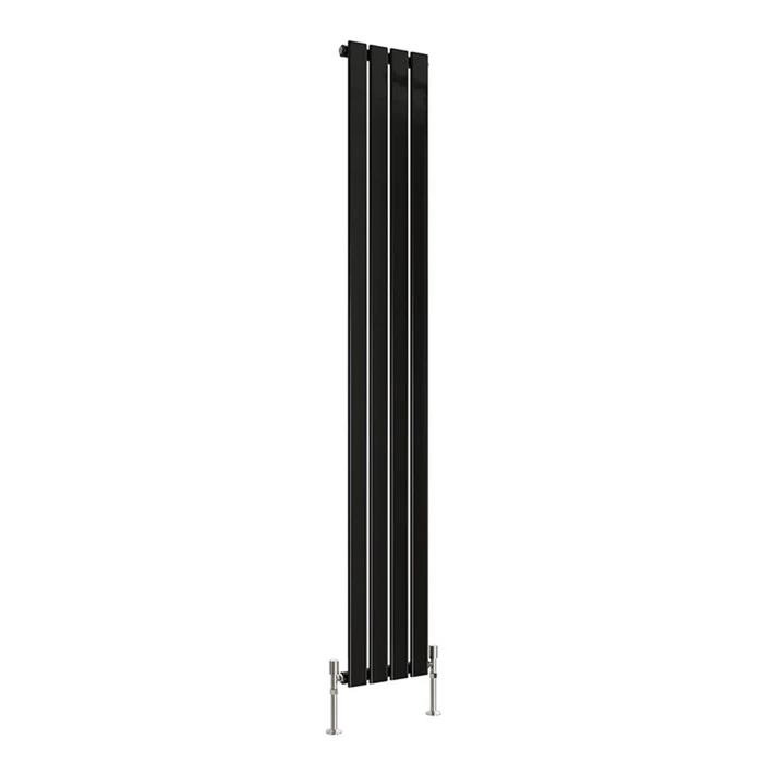 Flat Panel Vertical Designer Radiators - Single Black finish - image on white background