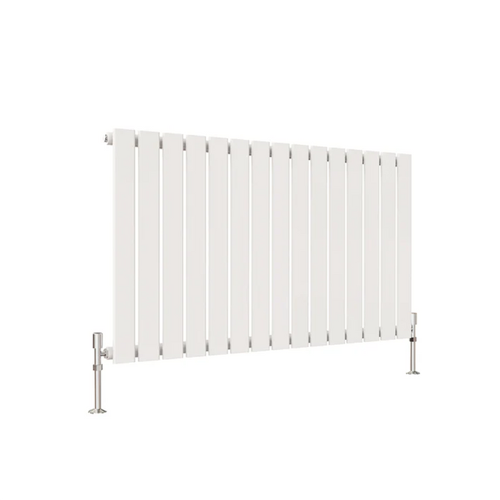white single panel horizontal designer radiator 600x1020 mm flat panel on white background