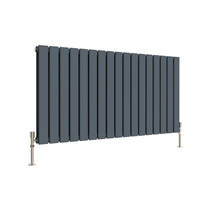 anthracite double panel horizontal designer radiator 600x1156 mm flat panel on white background