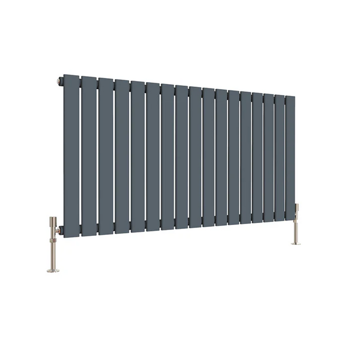 anthracite single panel horizontal designer radiator 600x1156 mm flat panel on white background