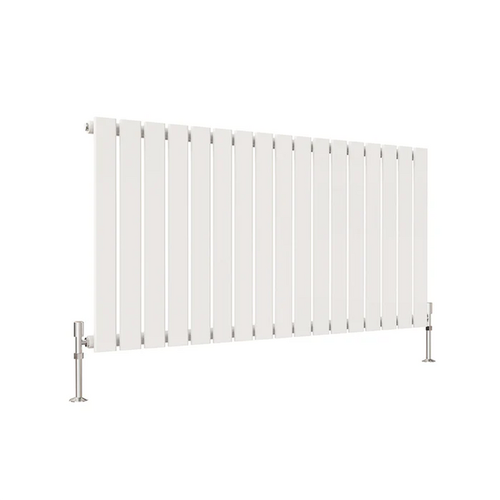 white single panel horizontal designer radiator 600x1156 mm flat panel on white background
