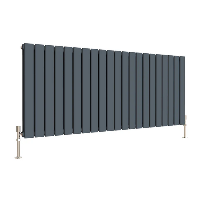 anthracite double panel horizontal designer radiator 600x1428 mm flat panel on white background