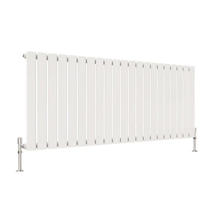 white single panel horizontal designer radiator 600x1428 mm flat panel on white background