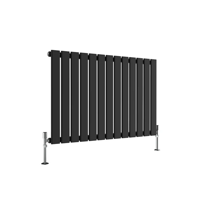 600x884 mm horizontal radiator in single panel Black finish on white background