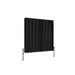 600 x 612 mm horizontal radiator in double black finish on white background