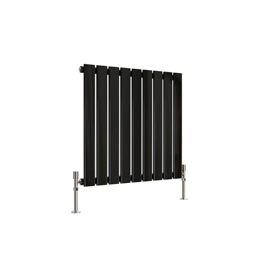 600 x 612 mm horizontal radiator in single black finish on white background