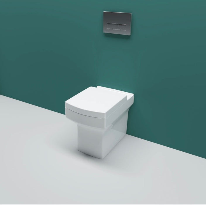 Back To Wall Ceramic Toilet White Soft Close Modern Bathroom BTW Square WC