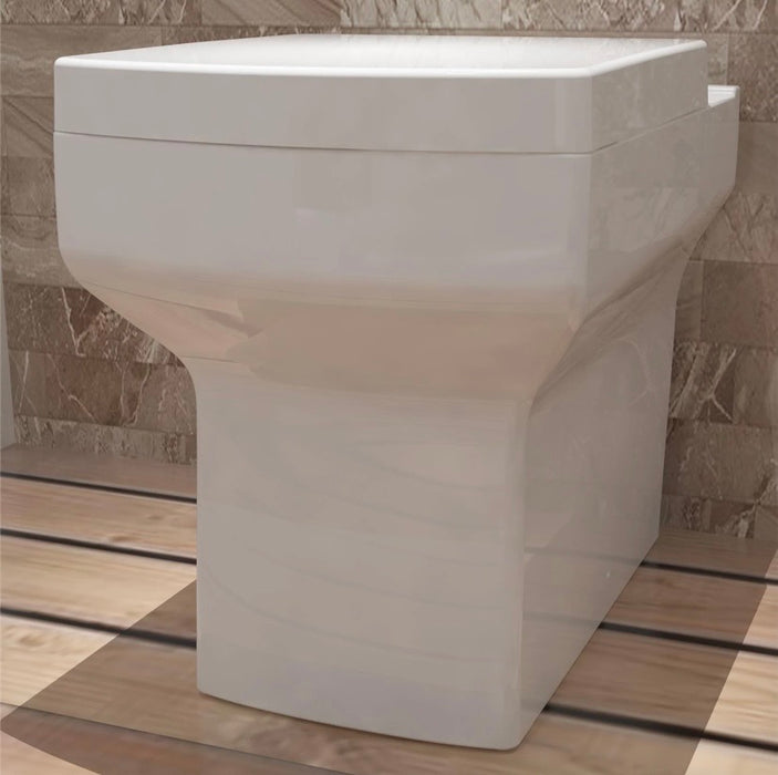 Back To Wall Ceramic Toilet White Soft Close Modern Bathroom BTW Square WC