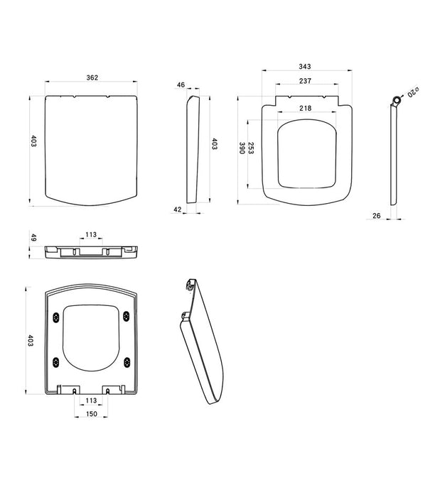 Back To Wall Ceramic Toilet White Soft Close Modern Bathroom BTW Square WC