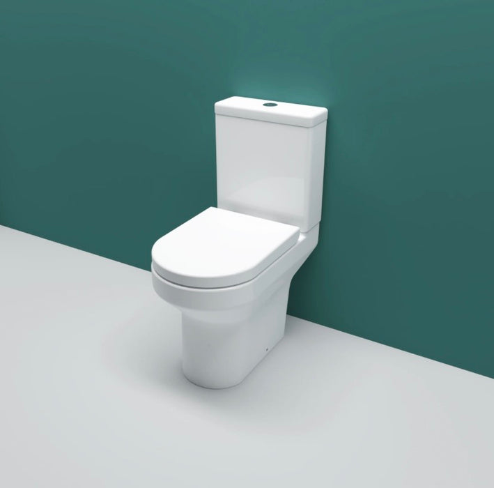 Rimless Close Coupled Toilet White Soft Close Seat Dual Flush Modern WC