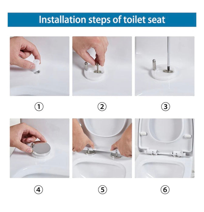 Ceramic Close Coupled Toilet White Soft Close Seat Dual Flush Square WC