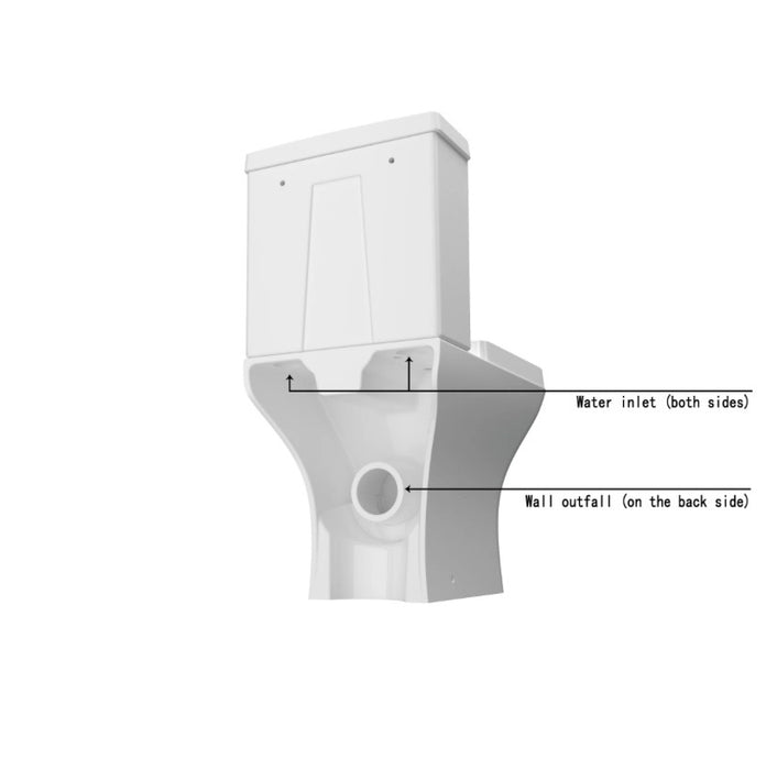 Close Coupled Toilet Square Ceramic White Short Projection Bathroom WC
