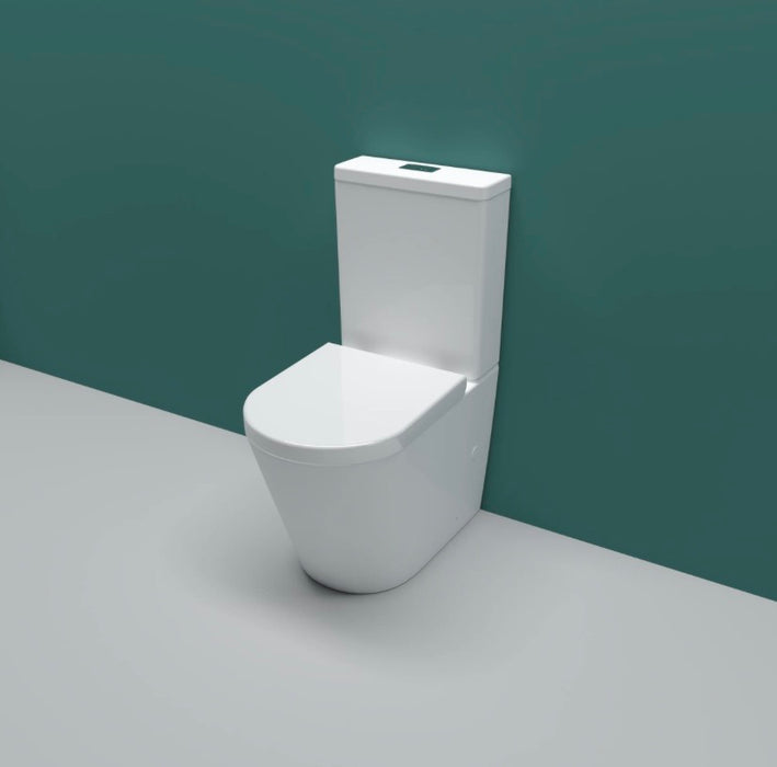 Rimless Close Coupled Toilet Soft Close Seat WC White Round
