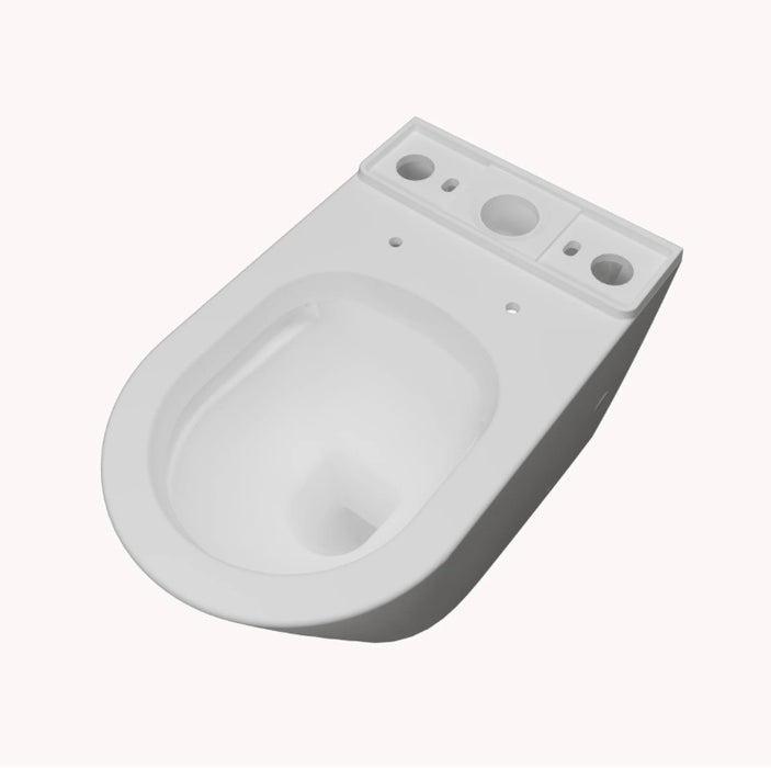 Rimless Close Coupled Toilet Soft Close Seat WC White Round