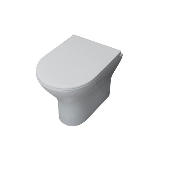 Modern Back To Wall Toilet Short Projection Soft Close Seat Bathroom WC