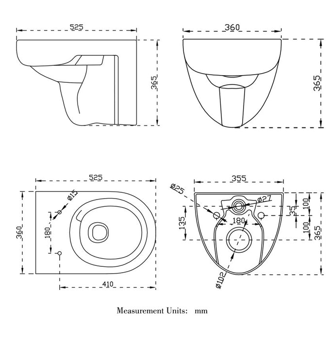Wall HungToilet Modern Pan Cloakroom UF Soft Close Seat Round