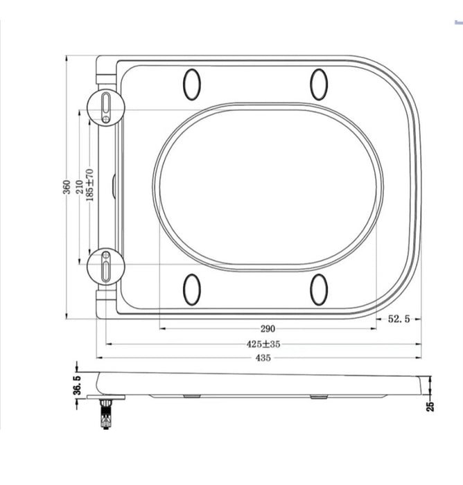 Rimless Wall Hung Toilet Soft Close Seat (UF) Pan WC