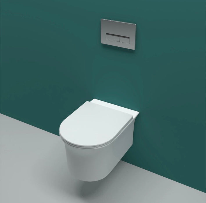 Rimless Wall Hung Toilet Pan WC Soft Close Seat (UF)