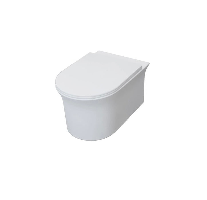 Rimless Wall Hung Toilet Pan WC Soft Close Seat (UF)