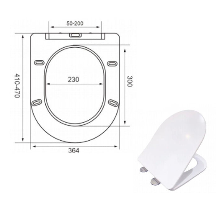 Rimless Wall Hung Toilet Pan WC Soft Close Seat (UF)