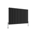 600x884 mm horizontal radiator in double panel black finish on white background
