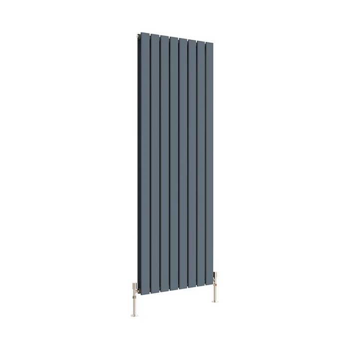 Front view of a Double Panel Anthracite Flat Panel Vertical Designer Radiator, size 1600mm x 544mm, on a white background.
