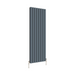 Front view of a Double Panel Anthracite Flat Panel Vertical Designer Radiator, size 1600mm x 544mm, on a white background.