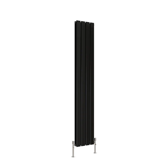 Flat Panel Vertical Designer Radiators - Double Black finish - image on white background