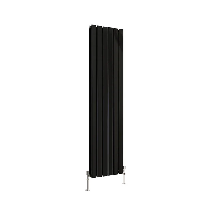 Flat Panel Vertical Designer Radiators - Double Black finish - image on white background