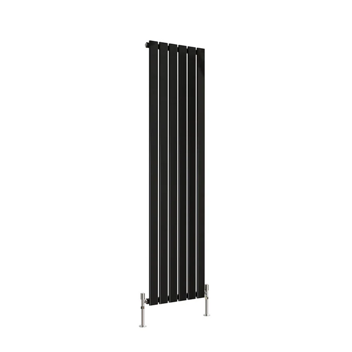 Flat Panel Vertical Designer Radiators - Single Black finish - image on white background