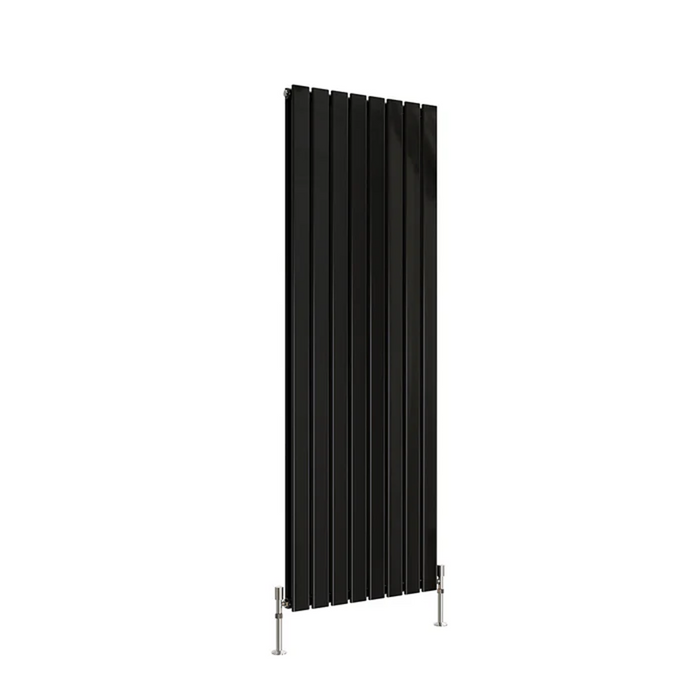 Flat Panel Vertical Designer Radiators - Double Black finish - image on white background