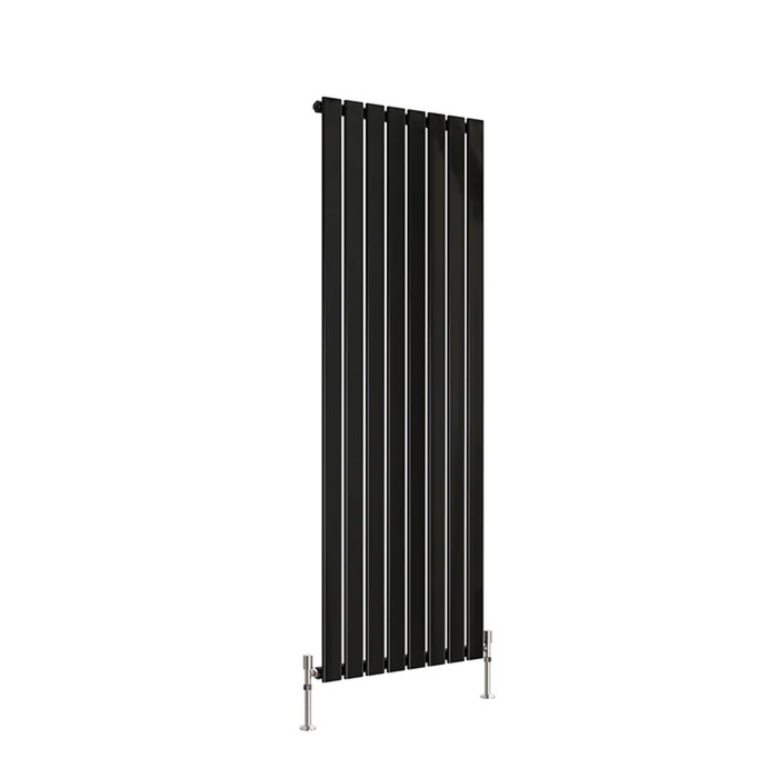 Flat Panel Vertical Designer Radiators - Single black finish - image on white background