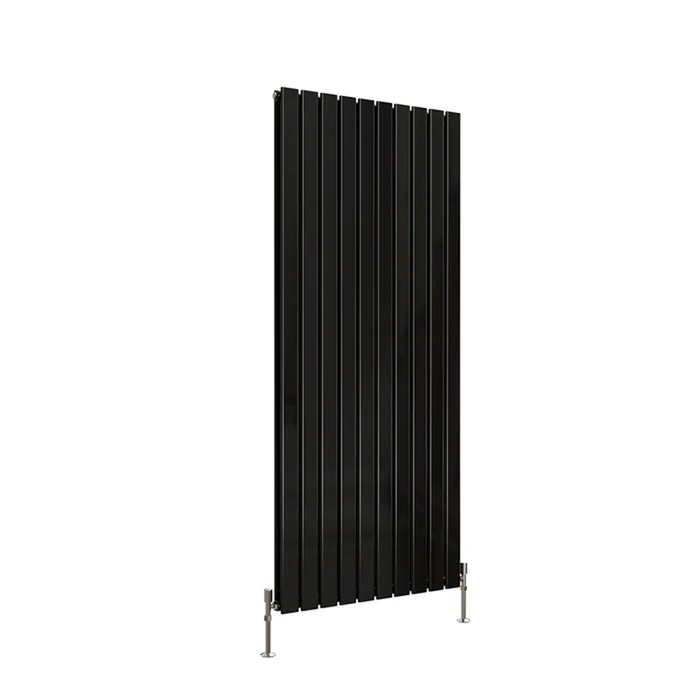 Flat Panel Vertical Designer Radiators - Double Black finish - image on white background