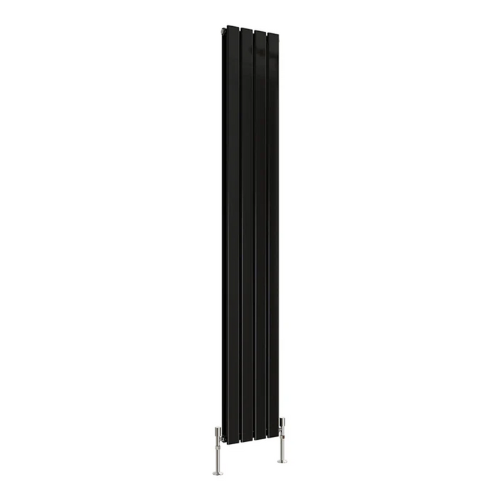 Flat Panel Vertical Designer Radiators - Double Black finish - image on white background