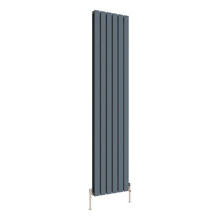 Front view of a Double Panel Anthracite Flat Panel Vertical Designer Radiator, size 1800mm x 408mm, on a white background.