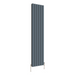 Front view of a Double Panel Anthracite Flat Panel Vertical Designer Radiator, size 1800mm x 408mm, on a white background.