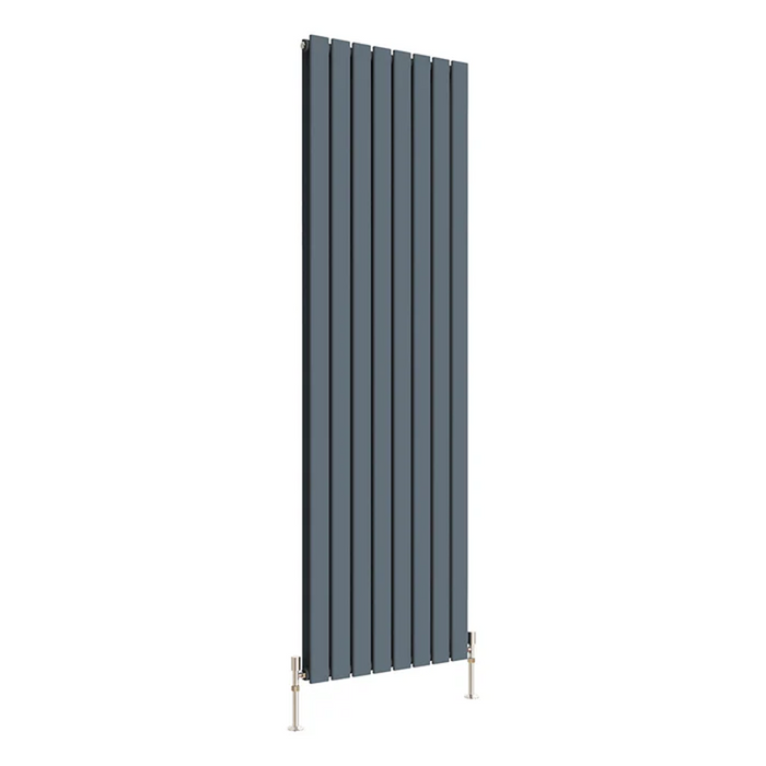Front view of a Double Panel Anthracite Flat Panel Vertical Designer Radiator, size 1800mm x 544mm, on a white background.