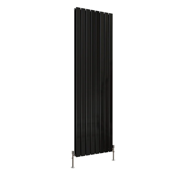 Front view of a Double Panel Black Flat Panel Vertical Designer Radiator, size 1800mm x 544mm, on a white background.