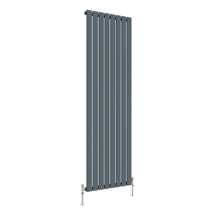 Front view of a Single Panel Anthracite Flat Panel Vertical Designer Radiator, size 1800mm x 544mm, on a white background.