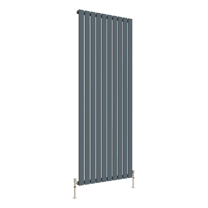Front view of a Single Panel Anthracite Flat Panel Vertical Designer Radiator, size 1800mm x 680mm, on a white background.