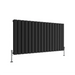 black double panel horizontal designer radiator 600x1156 mm flat panel on white background